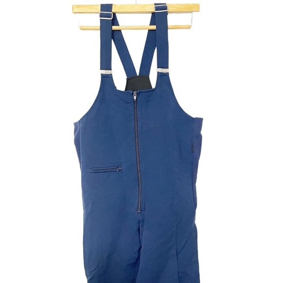 VTG Edelweiss Blue Work Outdoor Bibs Active Ski Overalls Stretch US Womens 36-38 - Picture 3 of 16